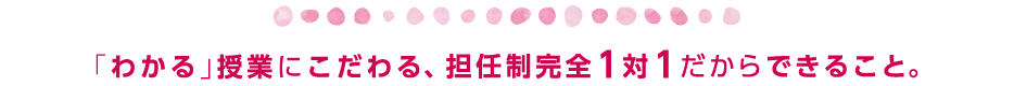「わかる」授業にこだわる、担任制完全1対1だからできること。