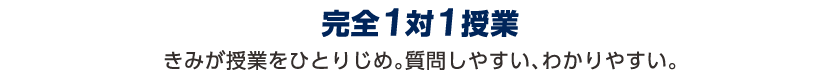 完全1対1授業:きみが授業をひとりじめ。質問しやすい、わかりやすい。