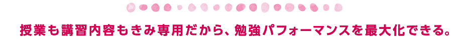 授業も講習内容もきみ専用だから、
勉強パフォーマンスを最大化できる。